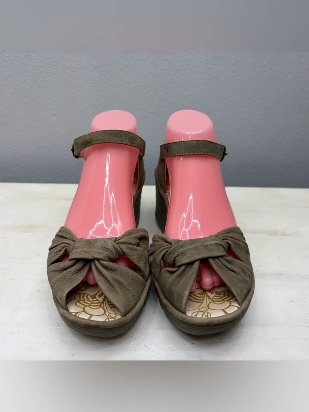 Fly London Leather Yoel Wedge Sandals Size 40